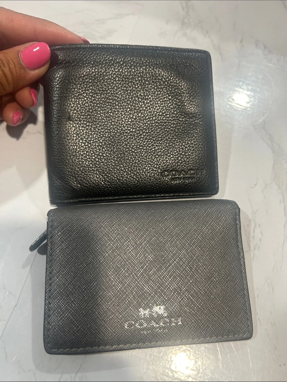 Coach Black Leather Bifold Wallet with Zip Card Holder bundle project
